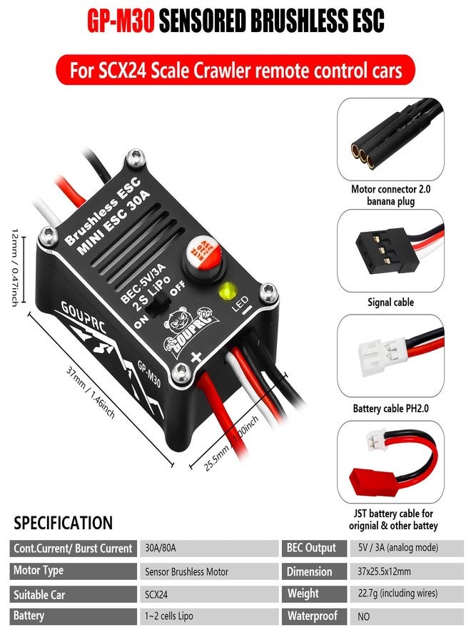 محرك GOUPRC 2204 2400KV بدون فرش خارجي الدوران مع قاعدة تثبيت ومجموعة وحدة تحكم إلكترونية بدون فرش 30 أمبير لسيارة SCX24 Axial 1/24 التي تعمل بالتحكم عن بعد - Image 2